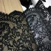 22.5cm wide Black Elastic Chantilly Eyelash Fabric Lace for Lingerie, Bra, Underwear, Garment, Sewing & Crafting