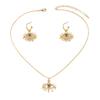 2025 new angel's eye hip-hop women's stud earrings necklace set with diamond design long collarbone chain