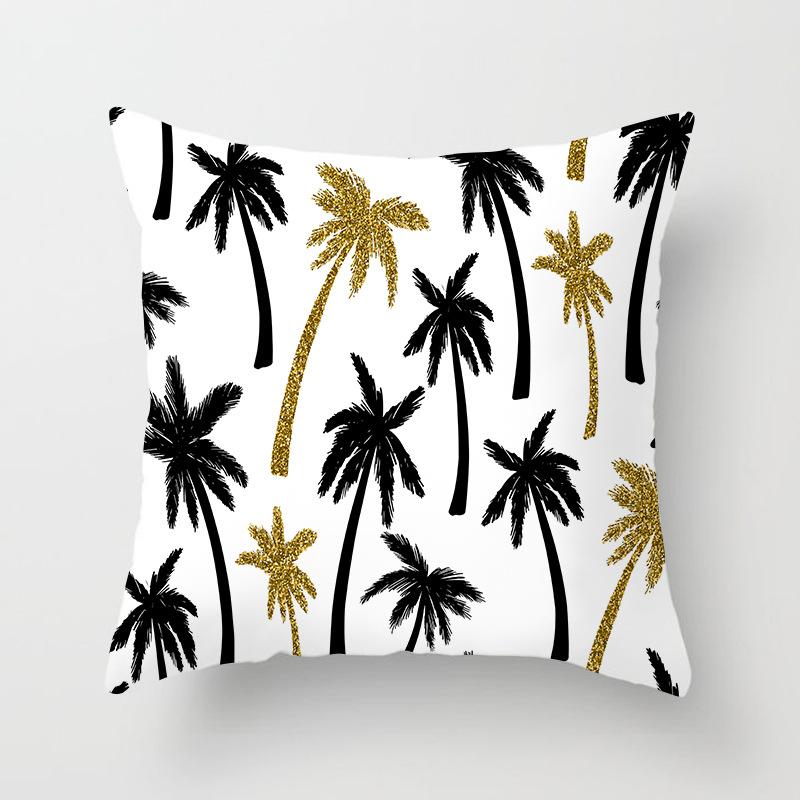 New Simple Geometric Stripes Wavy Golden Peach Leather Velvet Pillowcase Car Sofa Cushion Pillowcase