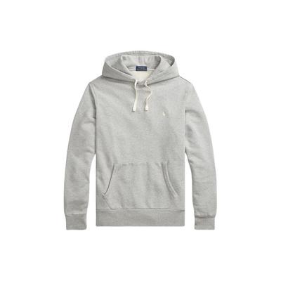Sudadera con capucha de manga larga de color liso con logo bordado para hombre Polo Ss24 sudadera Gris jaspeado MNPOKNI16823162-020
