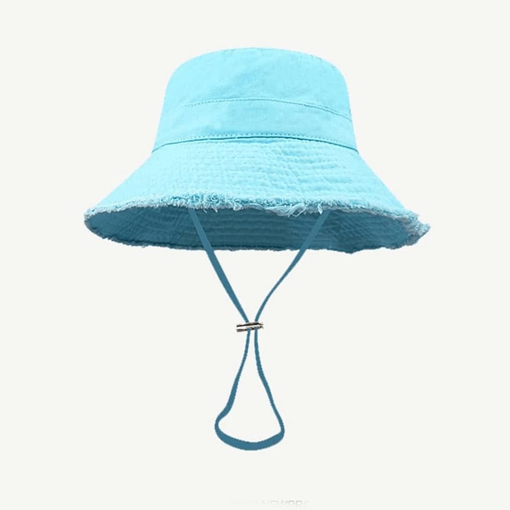 New Fashionable Style Bucket Hat Sun Resistant Adjustable Fisherman Cap Fringed Solid Color Summer Sunshade Hat Four Seasons