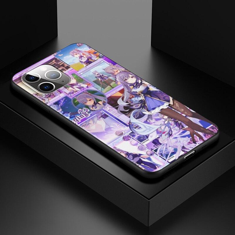 Genshin wpływ na Apple iPhone 13 12 11 SE XS XR X 7 8 6 5 S mini Plus Pro MAX 2020 miękki czarny futerał na telefon