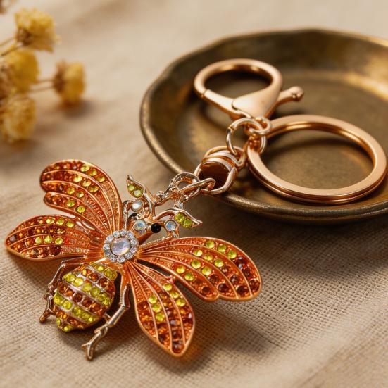 Rhinestone Bee Keychain Bling Bee Car Key Ring Holder Backpack Purse Handbag Charm Christmas Birthday Gifts for Her