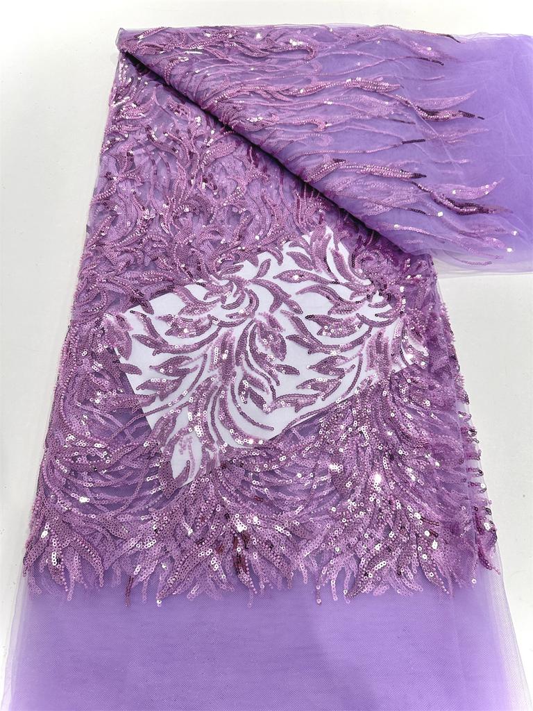 Wine Red African Beaded Lace Fabric Sequins Embroidery 2025 High Quality French Mesh Lace Fabrics for Women Designs Party Sewing