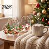 Romantic Christmas Gifts Heart Shaped Acrylic Tabletop Sign, 2D Winter Snow Scene Desktop Ornament Holiday Centerpieces with Santa, Snowman