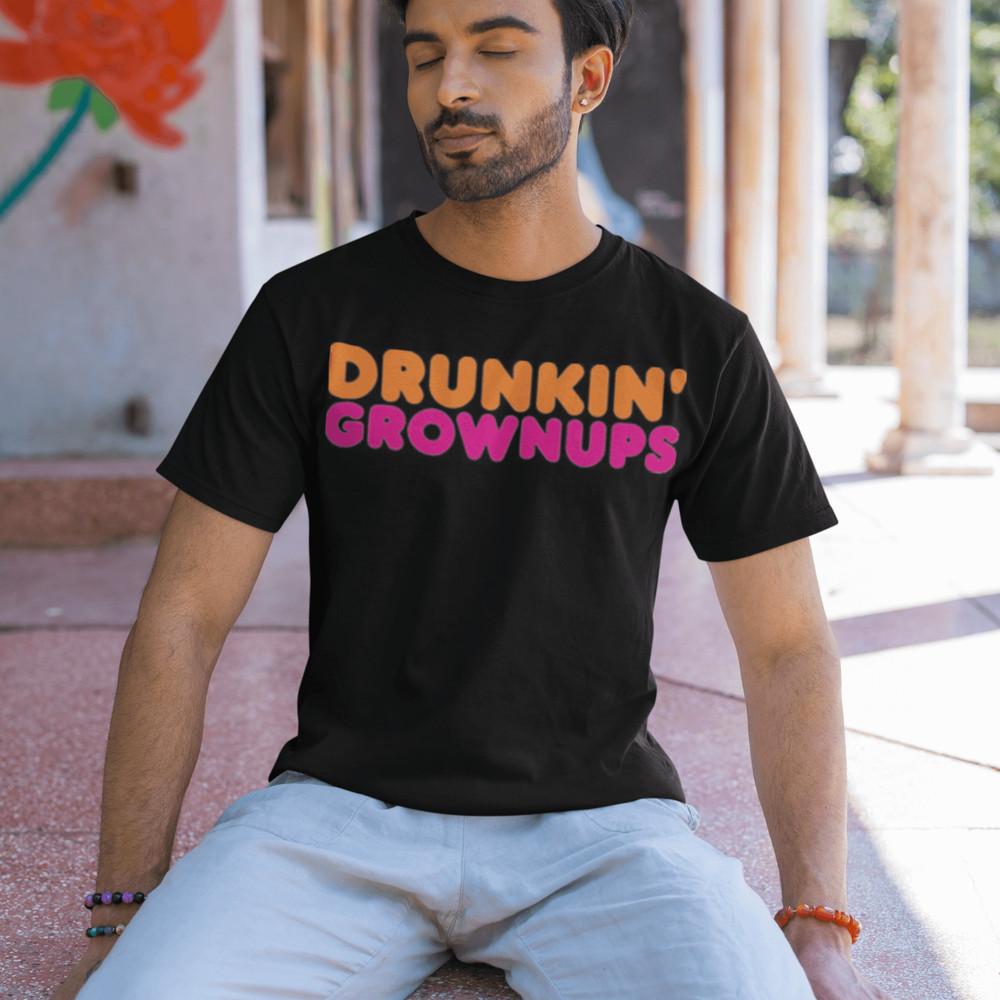 Funny Logo T-Shirt Drunkin Grownup Short Sleeve 100% Cotton Crew Neck Unisex Top Unisex T-Shirt XL