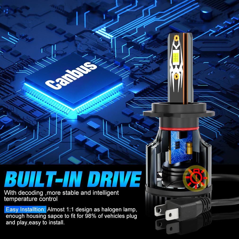 2Pcs 30000LM H7 LED Headlight H1 H4 Led Canbus H8 H11 9005 HB3 9006 HB4 9004 9007 H13 Led Bulbs Hi/Lo Beam 3570 CSP Automobile Kit Turbo Fog Lamp 12V