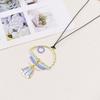 Exquisite Cute Gradient Blue Hollowed-out Fishbone Pendant Black Leather Rope Necklace for Women Creative Fashion Jewelry Gifts