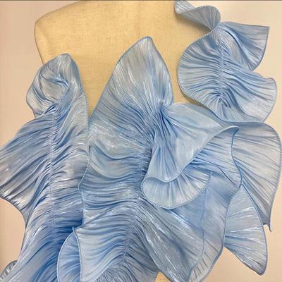 3 Yard Big Wave Lace Trim Bright Silk Satin Ruffle Pleated Fabric Applique DIY Cosplay Dance Performance Clothes Accessories