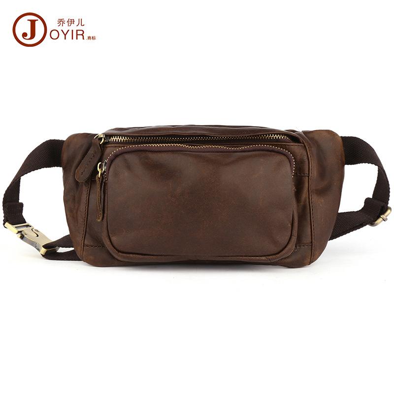 Borsello da Petto da Uomo in Pelle Crazy Horse Multifunzionale Borsa a Vita per Cellulare Borsa a Tracolla in Pelle da Uomo Borsa da Uomo Casual di Tendenza