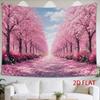 2D Flat, 1pc 2D Flat Tapestry Pink Cherry Blossoms Line a Serene Pathway Under a Bright Sky, Creating a Dreamy and Romantic Atmosphere Perfect for Hom