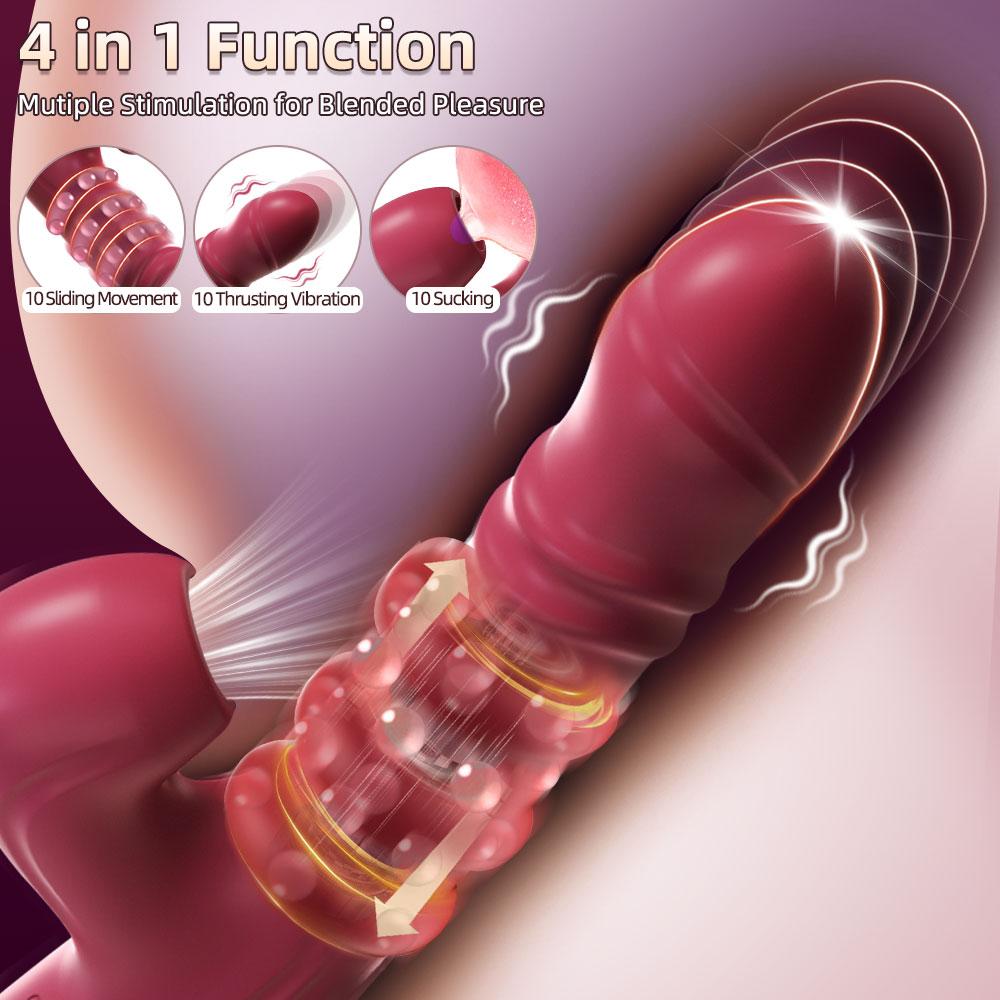 Thrusting Vibrator Dildos Adult Sex Toy for Women G Spot Vibrator with Sliding Ring Thrusting Dildo Rabbit Vibrators for Female