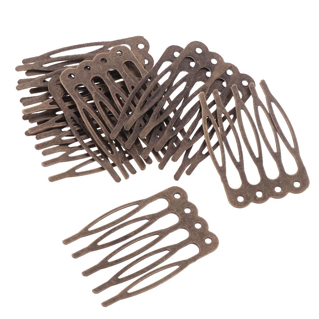 Paquete de 10 Peinetas Laterales para el Cabello - Pequeñas Peinetas Metálicas de 5 Dientes para Manualidades DIY, Velo de Boda Nupcial para Cabello Fino