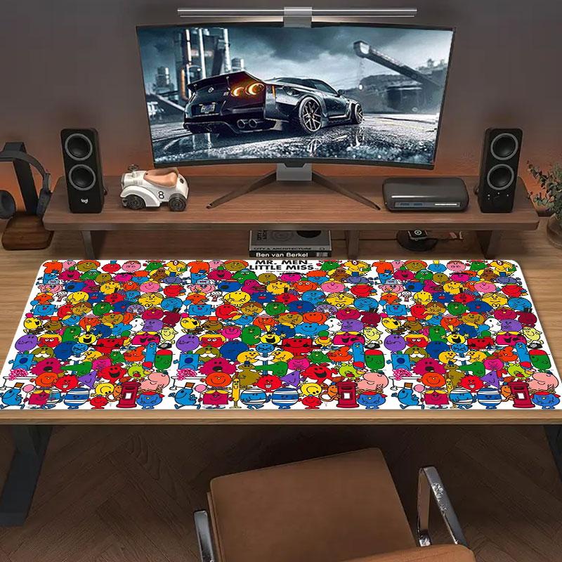 Mr. Men Little Miss Large Size Mouse Pad Large Gaming Table Cushion Non-slip Laptop Tablet Big Mousepad XXL Mat Mini PC Playmat With Lock edge
