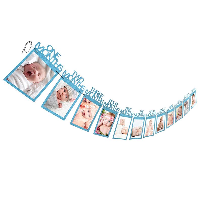 Baby Growth Record Photo Props Banners 1-12 Months Old Birthday Party Decoration Background Layout for Boys & Girls