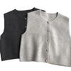 Korean Style Retro Knit Vest Jacket - Loose, Soft, Fluffy Round Neck Cardigan for Women, Perfect for Autumn and Winter
