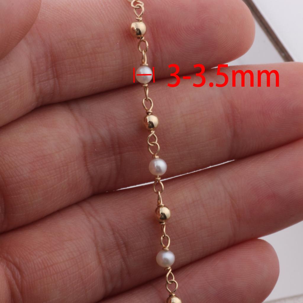 14K Gold Filled/S925 Silver Wire Beaded Pearl & 14K Gold Filled/S925 Silver Beads Two Tone Chain DIY Permanent Jewelry Findings