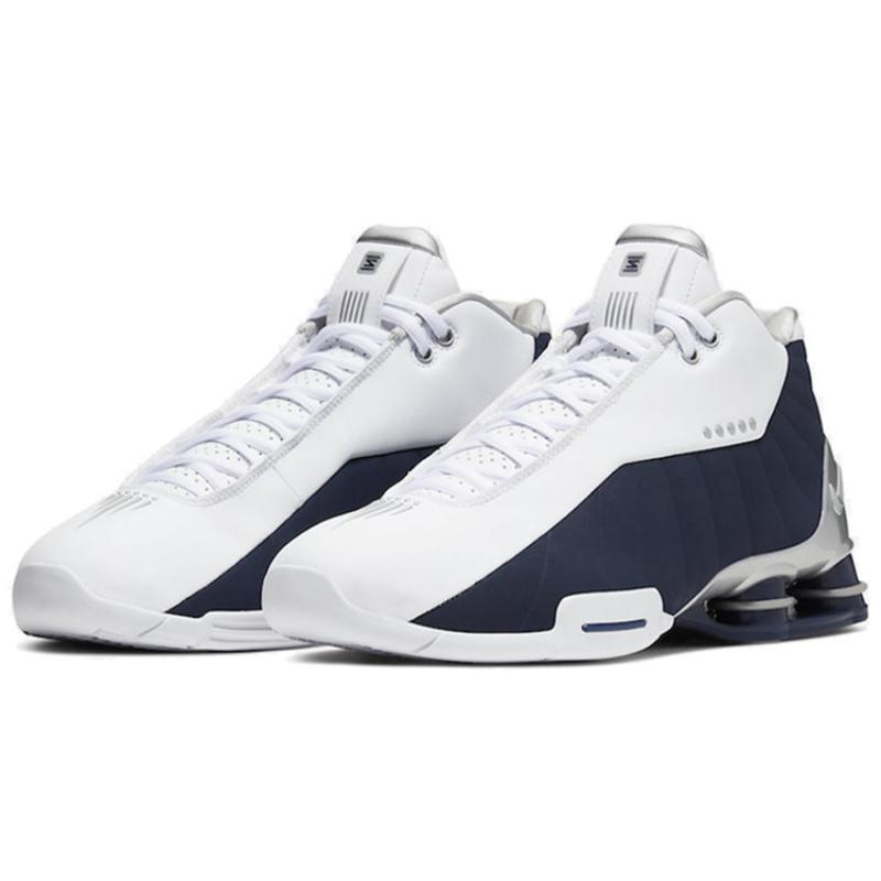 Nike Shox BB4 White Silver Navy Sneakers AT7843-100