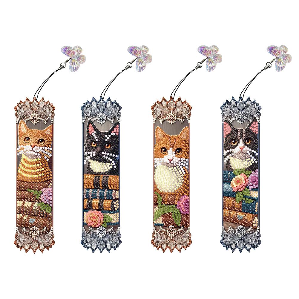 4Pcs DIY Irregular Shaped Diamonds Diamond Painting Bookmark Diamond Art Bookmark Gift for Book Lovers Mosaic Art Supplies