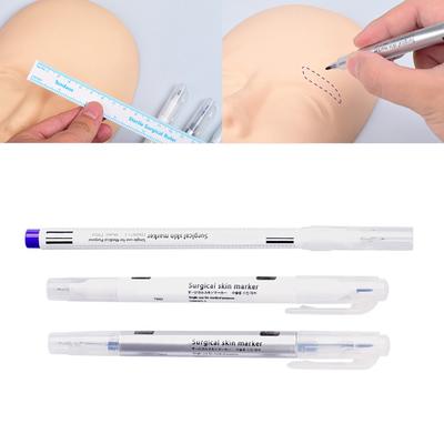 10Pcs Double Tip Microblading Marker Pen with Paper Ruler Waterproof Skin Marker Makeup Positioning Marker for Eyebrow