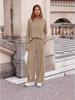 2025 Spring Urban Chic Women's Ribbed Long Sleeve Casual Set