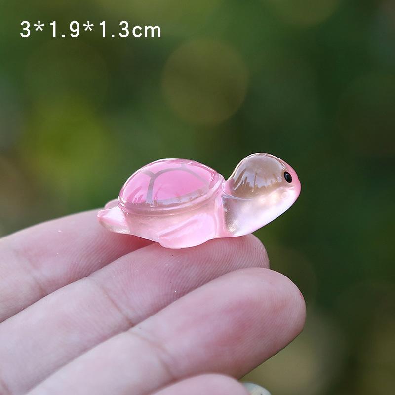 1PCS Colorful Luminous Mini Tortoise Micro Landscape Figure Ornament DIY Glowing Turtle Miniature Statue Potted Garden Decor