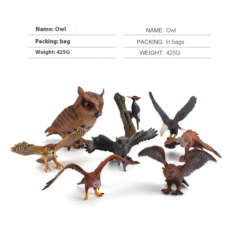 Wildlife Children's Science Education Cognitive Bird Model Simulation Owl Woodpecker Carving Ornament Toy