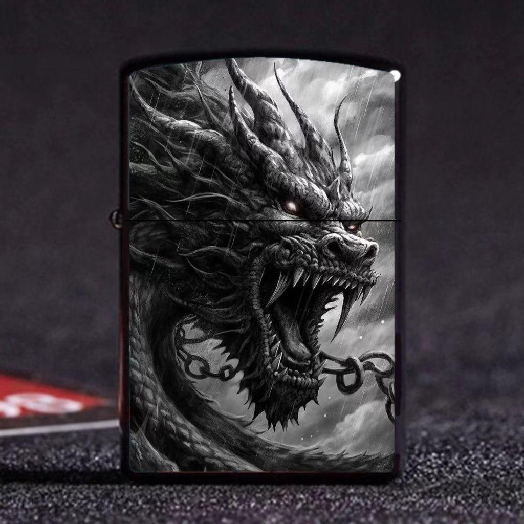Azure Dragon, White Tiger, Vermilion Bird & Black Tortoise Kerosene Lighter – Creative Design for Douyin