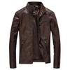 Men's Autumn and Winter New PU Leather Men's Jacket Washed and Velvet Motorcycle Leather Jacket