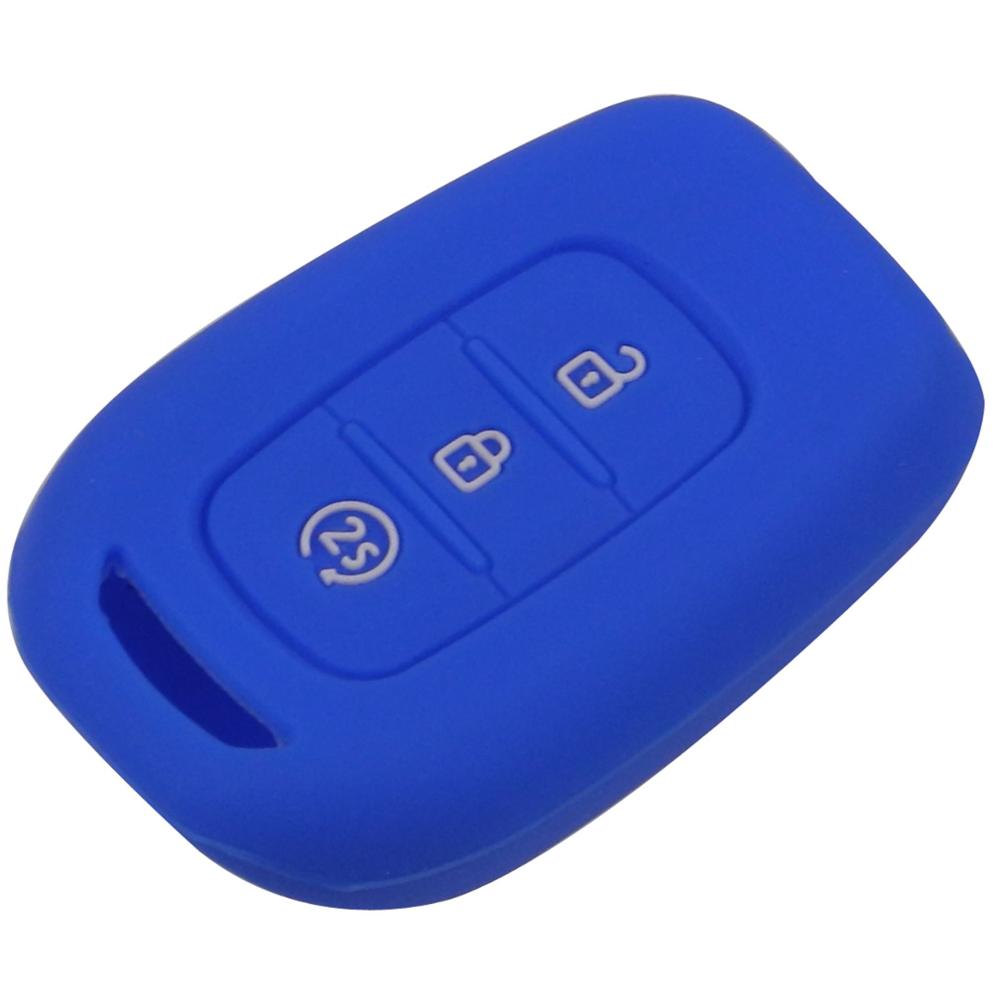 Jingyuqin 3 Buttons Silicone Remote Key Fob Case Cover For Renault Duster Sandero Logan Clio Captur Laguna Scen 2015 2016 2017
