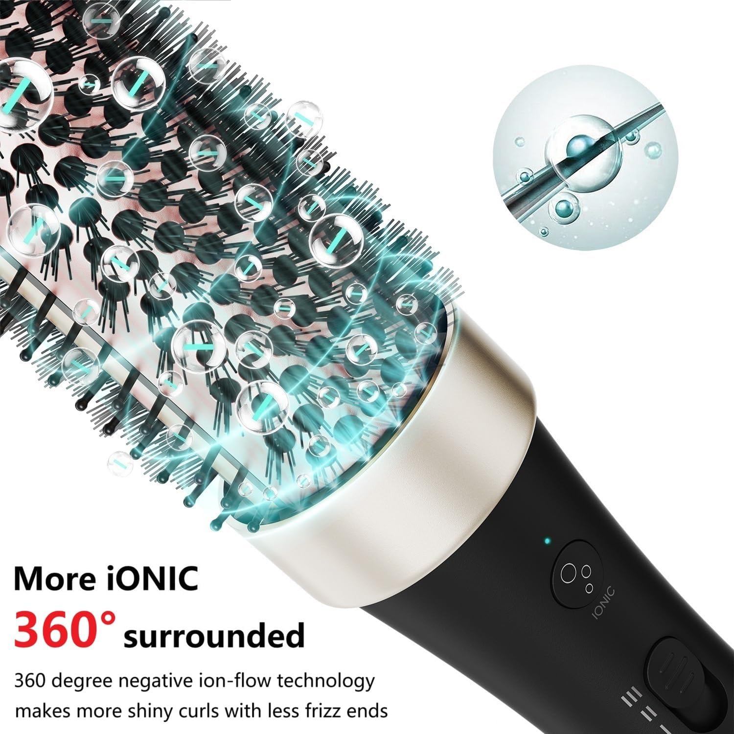 Ionic Thermal Brush Curling Iron Brush 1.5 Inch Heat Round Hair Curling Brush with Ceramic Tourmaline Hair Styler Dual Voltage Hot Brushes for Volume