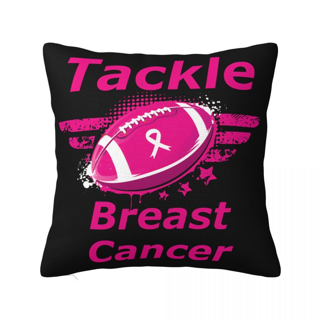 Breast Cancer Awareness Ribbon Pillow Case Cushion Covers Fashion Zipper Decor Pillowcase for Car 4040cm