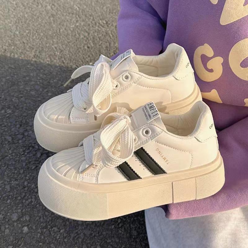 Milk Fufu Little White Shoes Women's 2025 Spring New Student Platform Shell Head Board Shoes Niche Versatile Casual Shoes