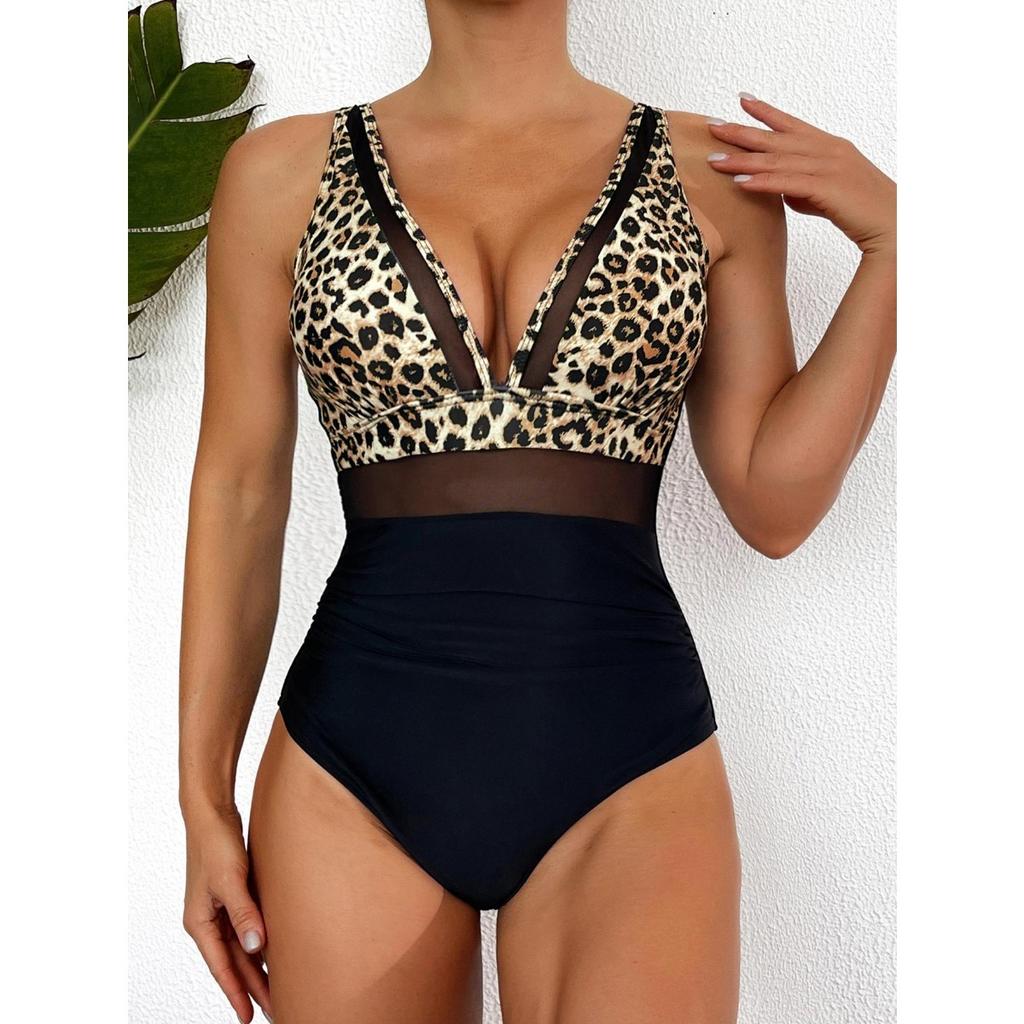 Solid One-piece Swimsuit Women Deep V-neck Removable Bra Plain Monokinis New Summer Beach Swimwear Swimsuit Female