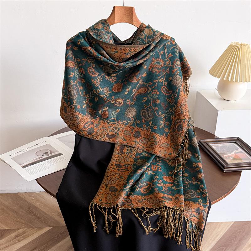 Women Vintage Paisley Print Scarf Cashmere Feel Shawl Tassel Warm Wrap Scarf Large Thick Winter Stole Ladie Outdoor Travel Gift
