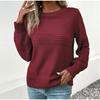 Autumn Casual Top Multi-Color Crew Neck Long Sleeve Jacquard Solid Color Women Sweater