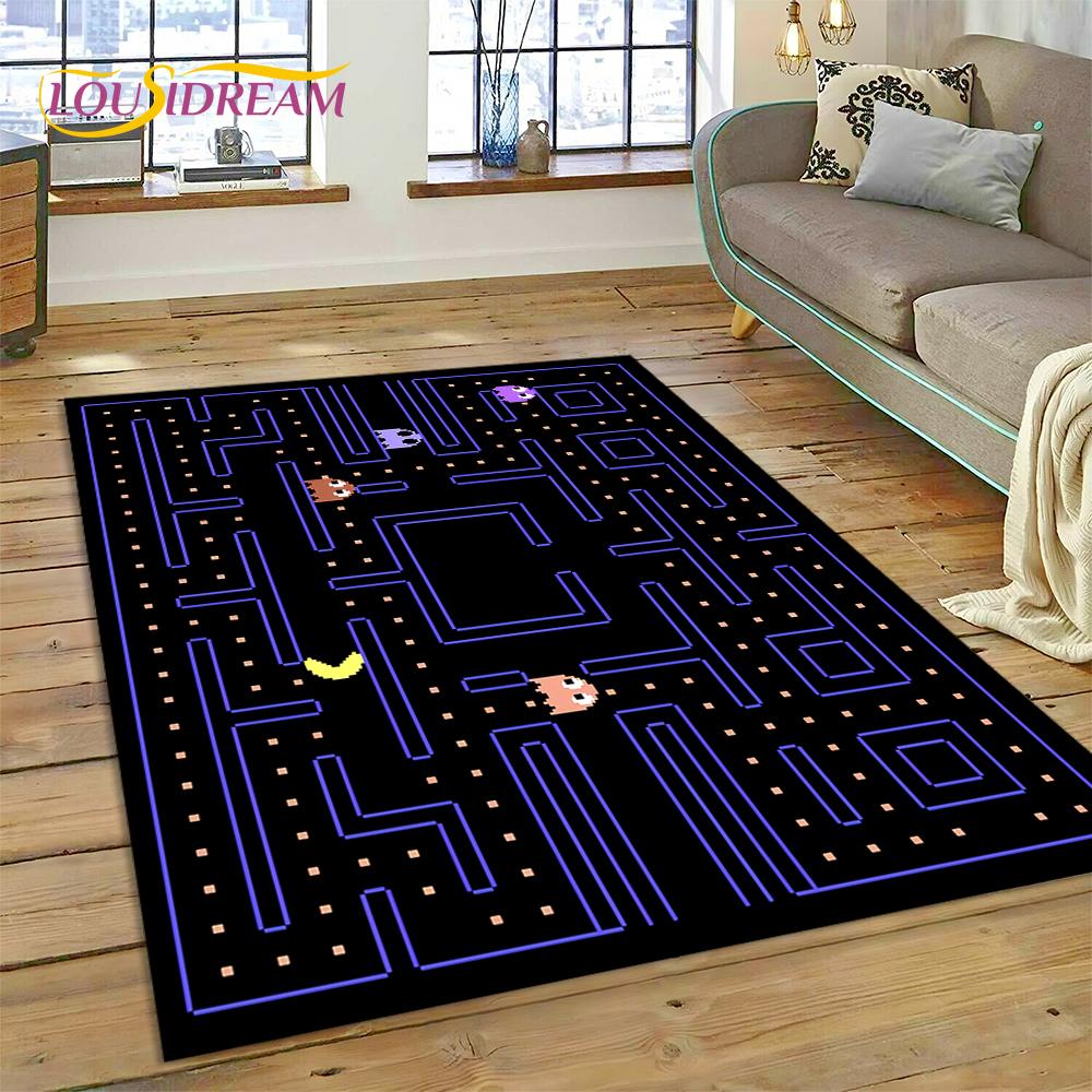 3D Retro Pakkuman Classics Game Carpet Rug for Bedroom Living Room Home Sofa Decoration,Children Game Large Decor Floor Mat Gift