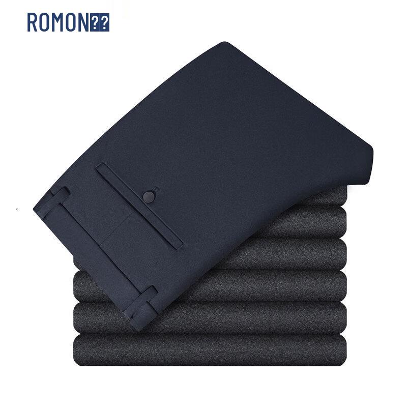 ROMON Men's Wrinkle-Free Elastic Straight Fit Trousers