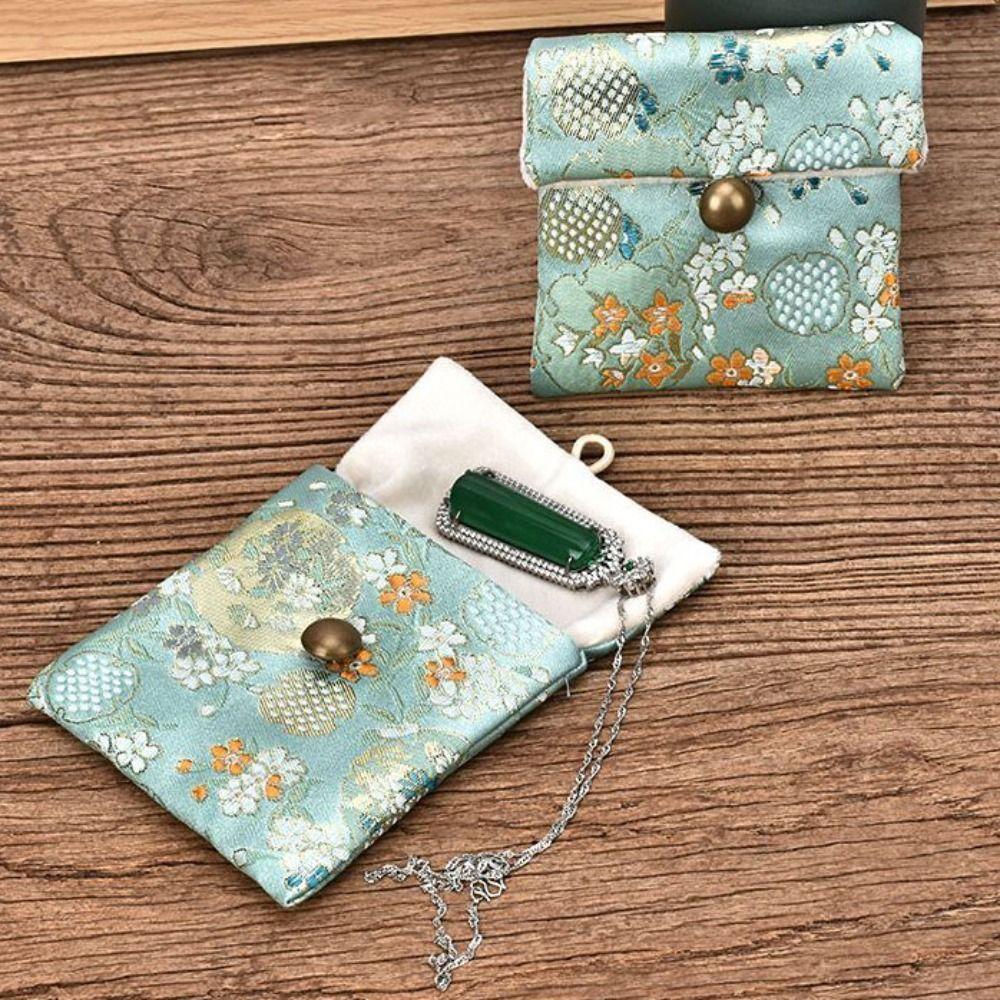 Embroidered Flowers Jewelry Packing Bag Rings Necklace Jewelry Holder Earrings Storage Case  Travel