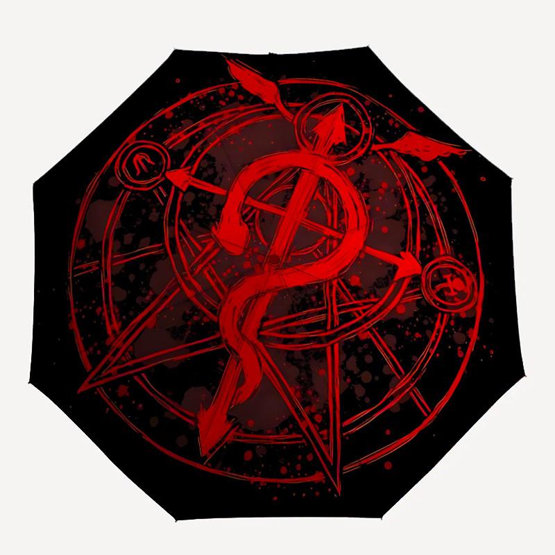 

1pc Alchemy Symbol Automatic Open/close Folding Compact Umbrella, 8-Rib Sturdy Canopy, Lightweight Portable, Everyday Use, Gift, Outdoor Umbrella, Tra