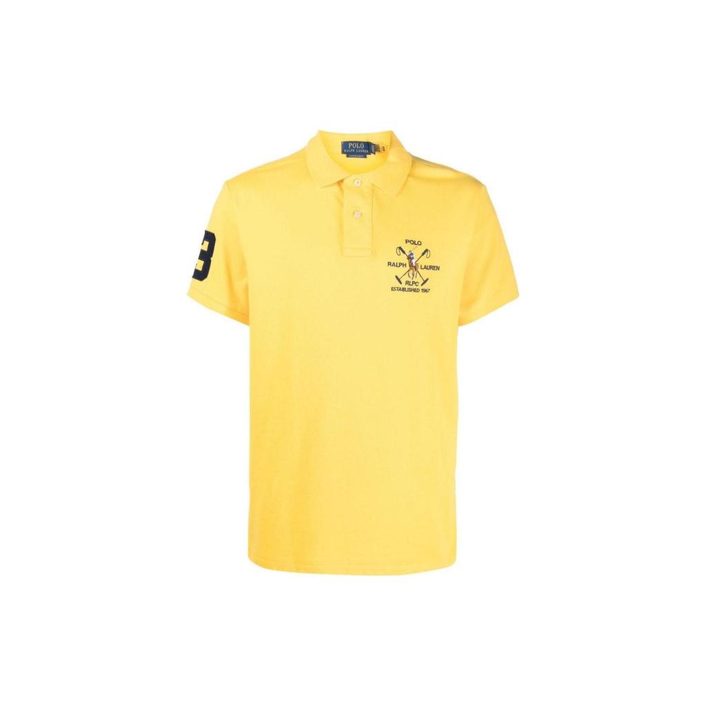 Polo Ralph Lauren SS23 Logo Embroidered Straight Fit Short Sleeve Polo Shirt Men tops Yellow 710900615-004