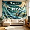 Custom Name Personalized The Legend Of Zelda Print Tapestry, Wall Art Decor, Bedroom, Dorm, Apartment, LivingRoom, Party Backdrop, Gift for Birthday
