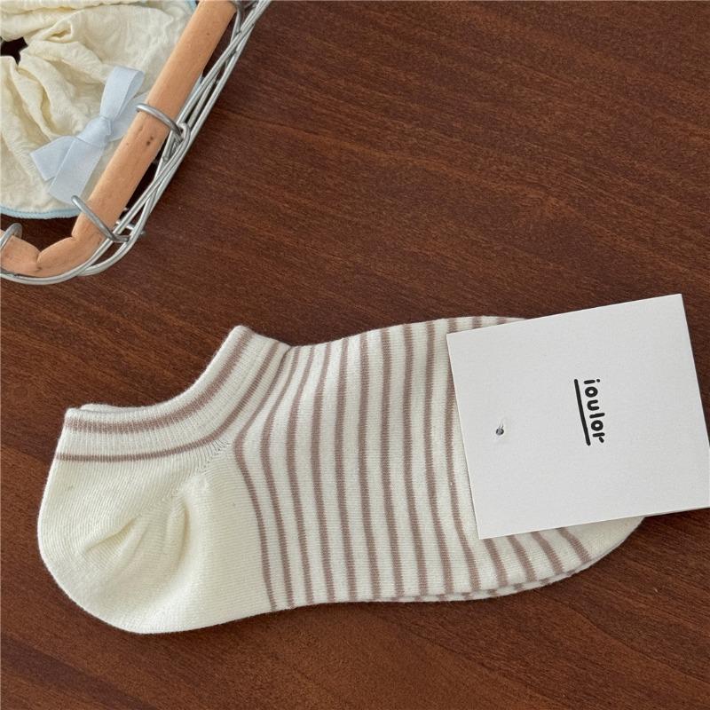 

Женские летние полосатые простые носки не сползают, бесшовные, влагоотводящие, дышащие, маленькие свежие носки 1 pair кофейный