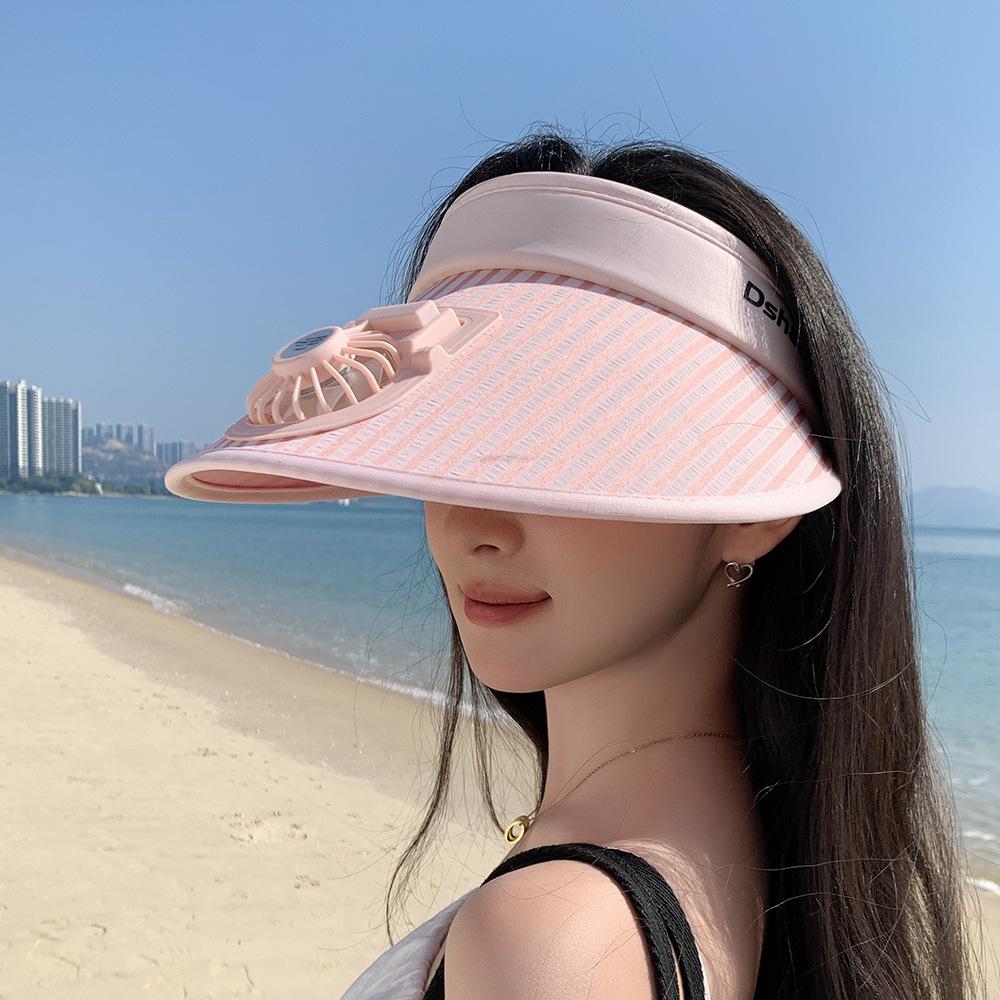 New Summer Sun Protection Hat for Women Sun Hat for Women Summer Sun Protection Rechargeable Fan Empty Top Hat Big Brim Outdoor