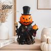 Halloween Mantle Decoration Skull Scepter Pumpkin Ornament with Cloak Exquisite Resin Head Decorations Gentleman Holding Small & Figurine for Table