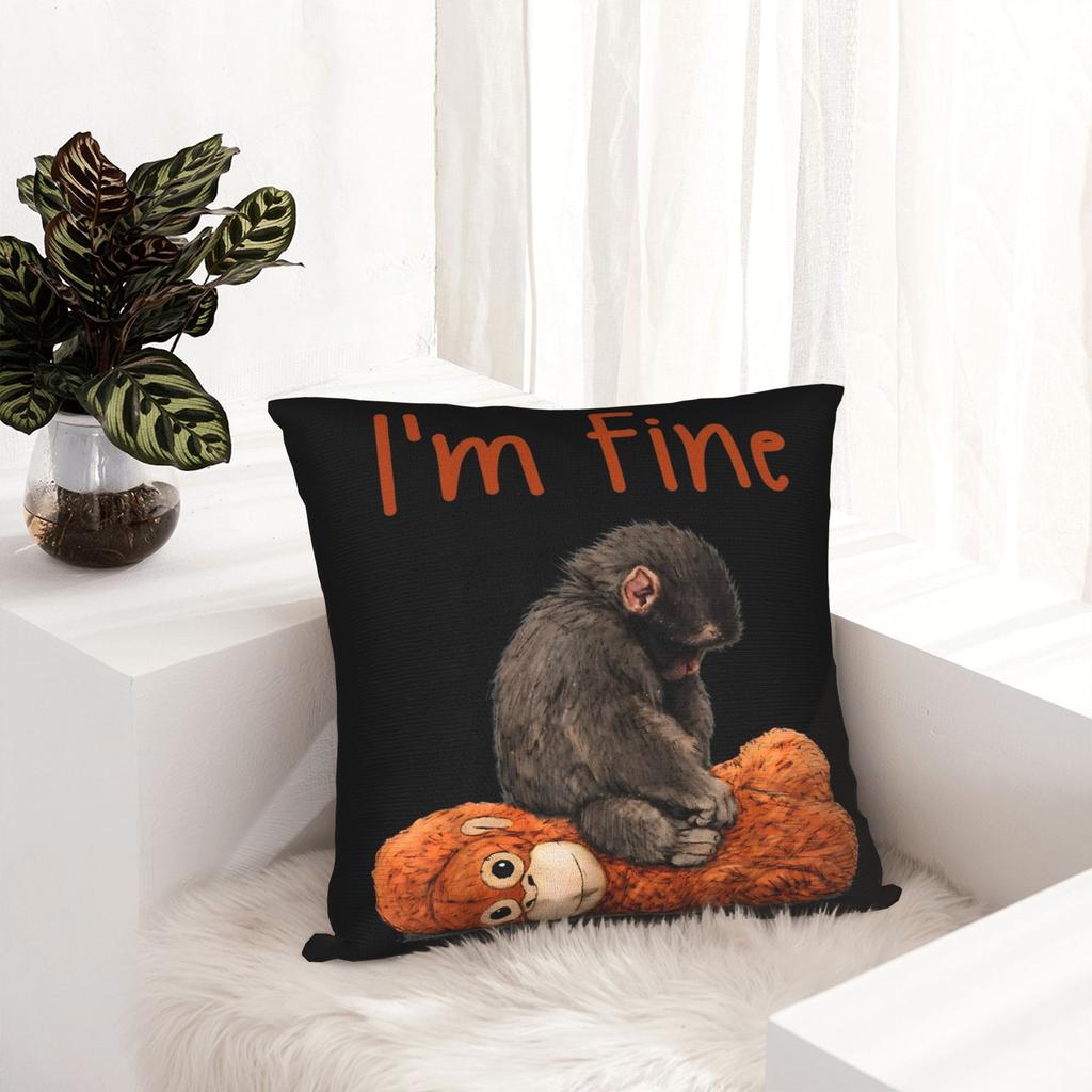 Baby Macaque Hugging Plush Cute Monkey Punch Pillowcase Polyester Cushion Cover Decorations Pillow Case Cover Sofa Square 40X40
