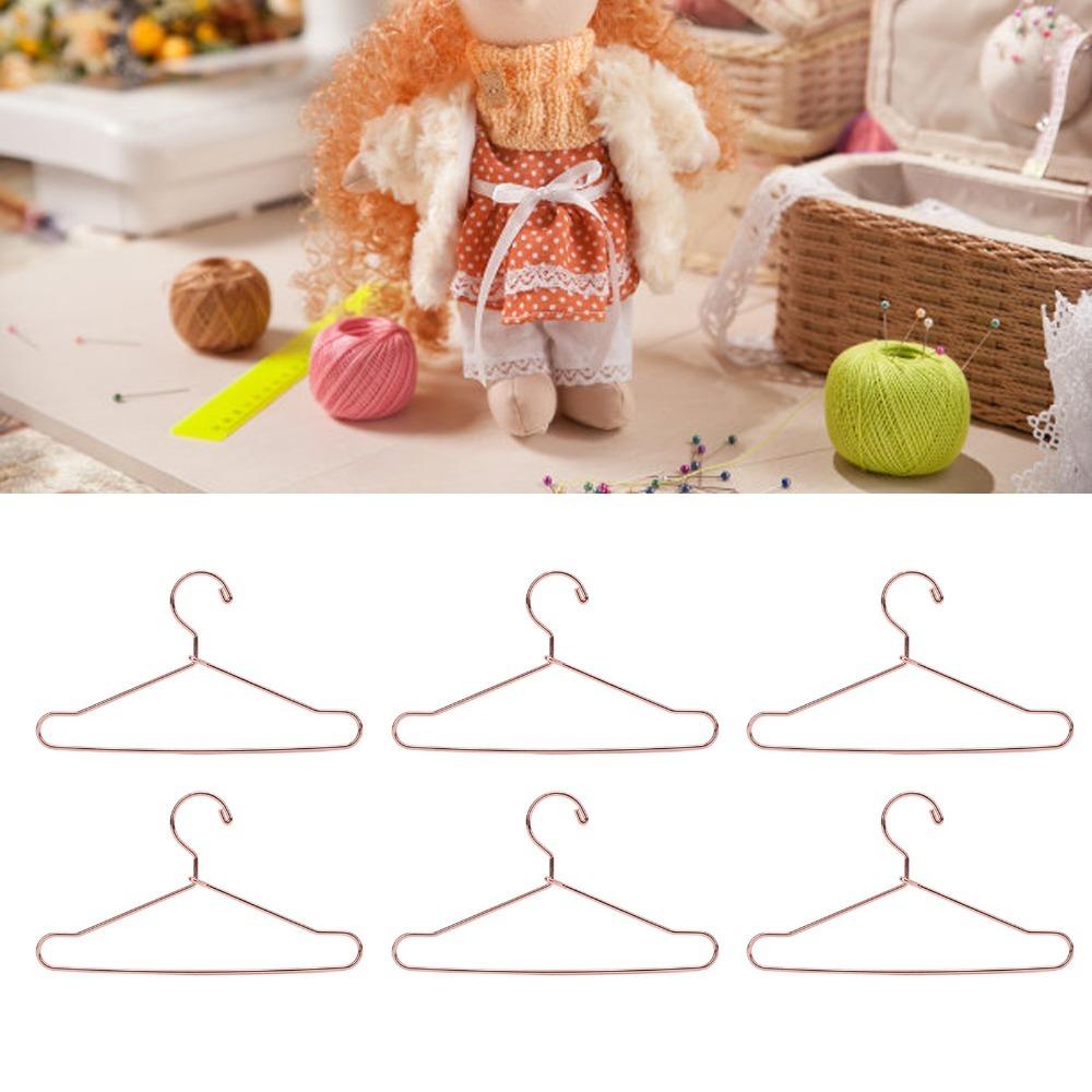 10pcs Rose Gold Doll House Clothes Hanger Stainless Steel Outfit Holder  Playhouse Use