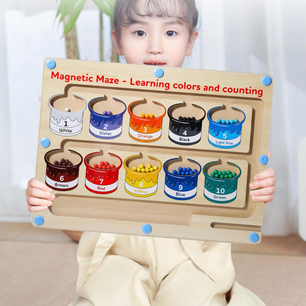 Montessori Educational Toy, Magnetic Maze Board, Finger Training, Wooden Toy, Color Sorting Game, Finger Play, Color Play, Educational Board Game,