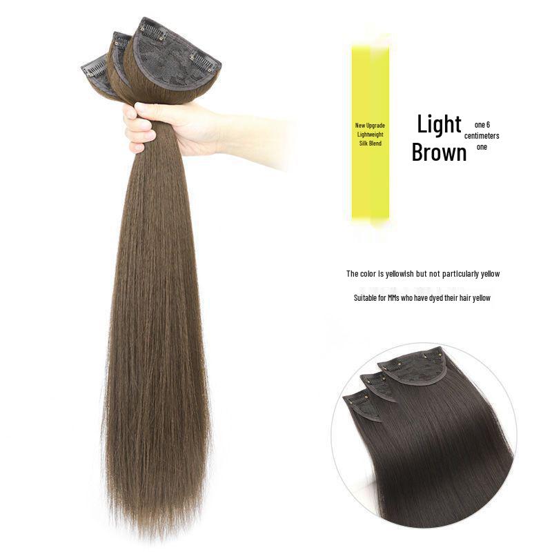 Women's Invisible Seamless Hand-Knitted Long Straight Hair Extension Set - Increases Volume, Lightweight, Natural Look