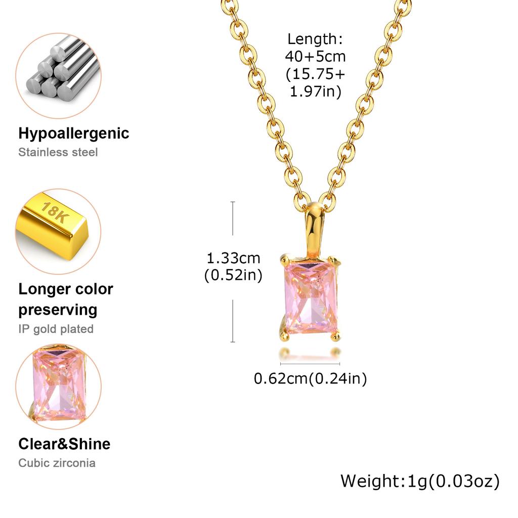 Vnox Elegant Cubic Zirconia Pendant Necklace for Women Girls, Fashion Pink Crystal Charm Heart Jewelry Valentine's Day Gifts New